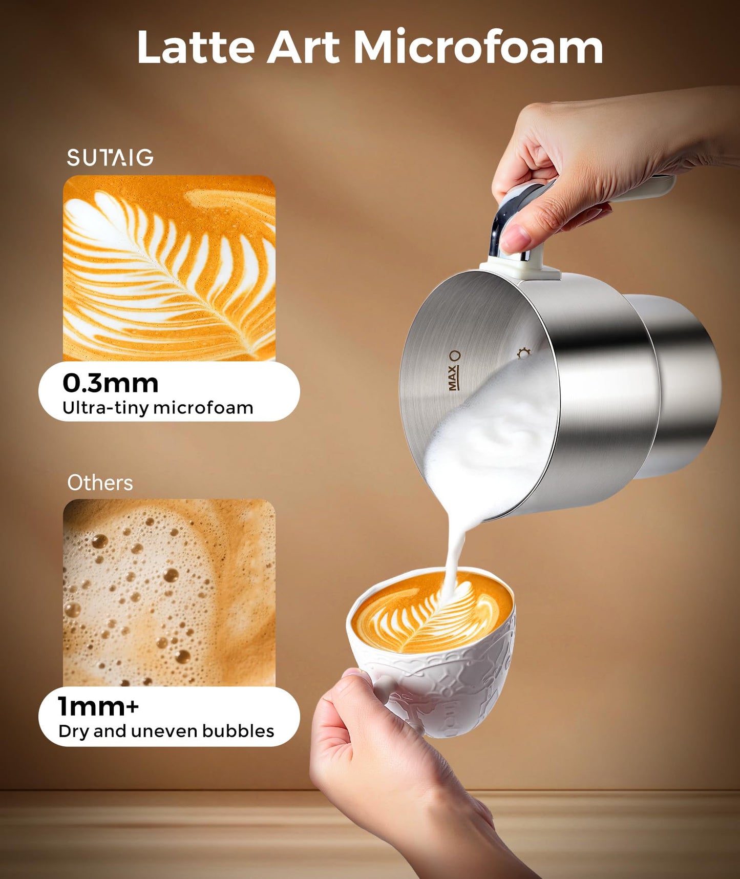 Milk Frother, 27oz All-in-1 Milk Steamer and Frother for Coffee, Variable Froth Thickness, Hot & Cold Foam Milk Warmer with Temperature Control