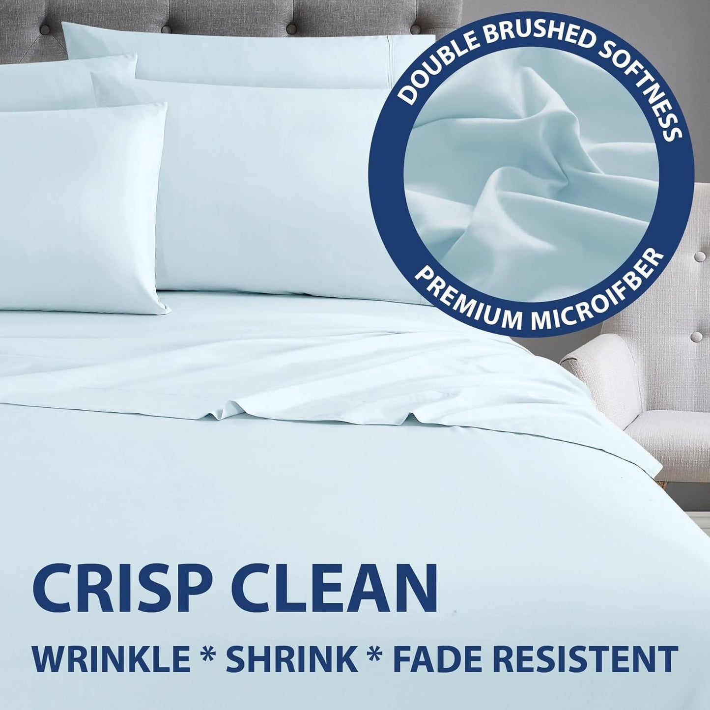 Home Collection Micro Caress Luxurious Sheet Set, 90GSM 4-Piece King Size with 2 Additional Pillowcases, Aqua Color
