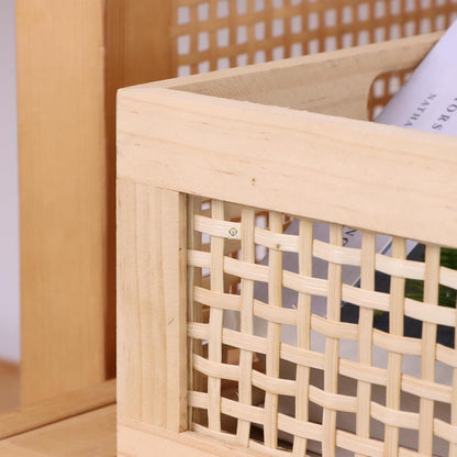 YRMT Wood Storage Crate Basket - Rustic Wooden Container for Organizing, Decorative Bamboo Box with Handles 11.4" x