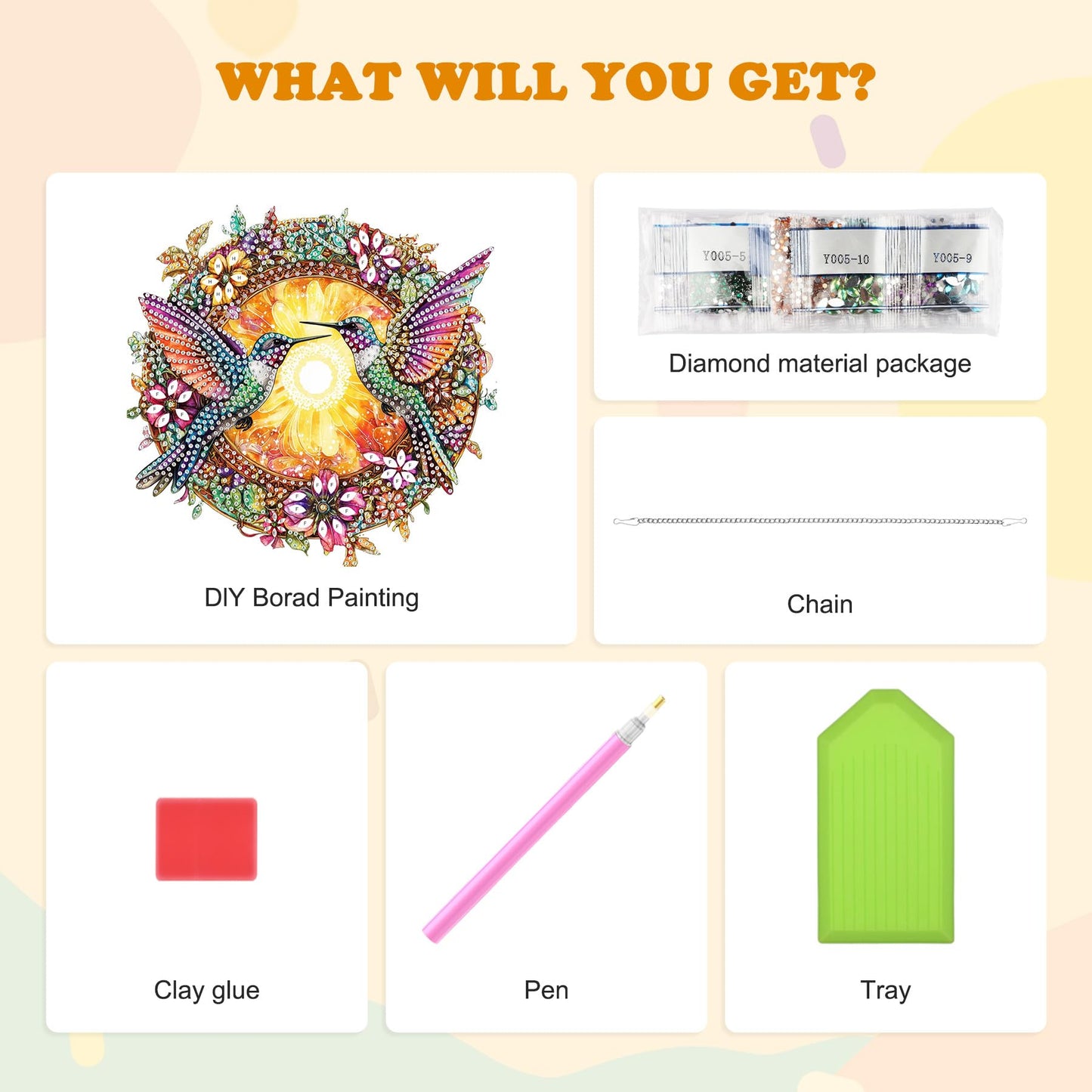 HEIBAGO Hummingbird Hanging Diamond Art Kits for Adults, Fall Special Shaped Crystal Diamond Painting Ornament Kit, DIY Double-Sided Pattern Window Pendant Gem Art Kit for Home Wall Decor 8.3x8.3inch