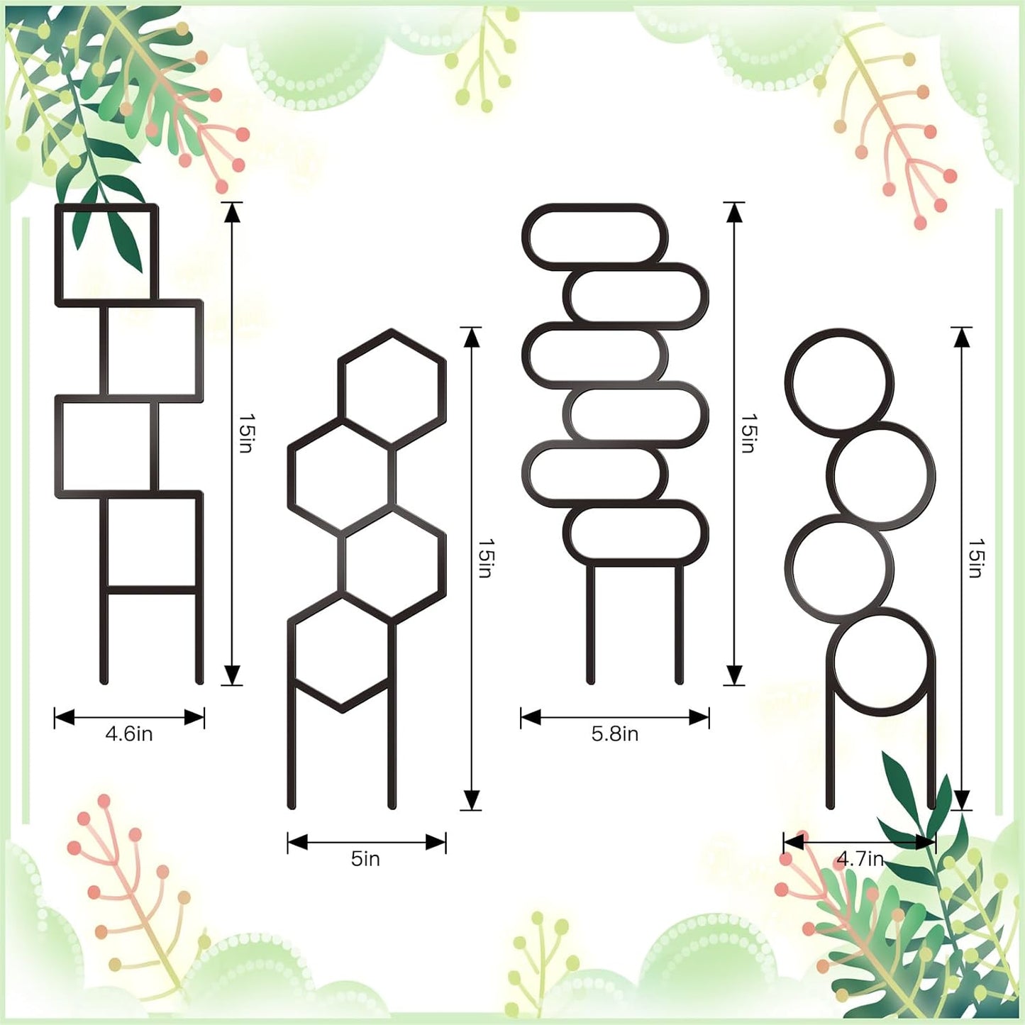 KOYILTD 4 1) Pcs Trellises for Climbing Plants Indoor Metal Climbing Plant Support Metal Plant Trellis for Pots Garden