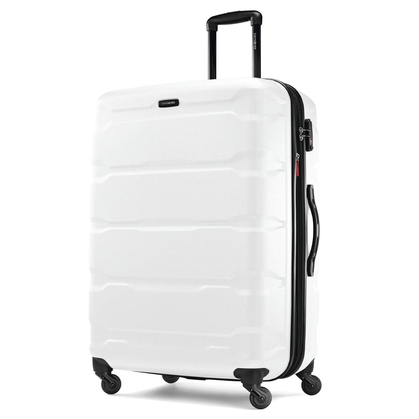 Samsonite Omni PC Hardside Expandable Luggage with Spinner Wheels, Checked-Large 28-Inch, White