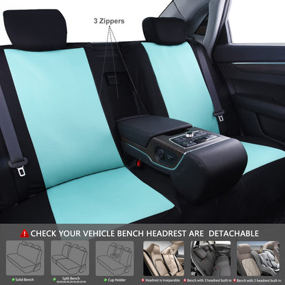 CAR PASS Line Rider Sporty Cloth 11PCS Universal Fit Car Seat Cover -100% Breathable with 5mm Composite Sponge Inside,Airbag Compatible,3zipper Bench(Full Set, Black and Mint)