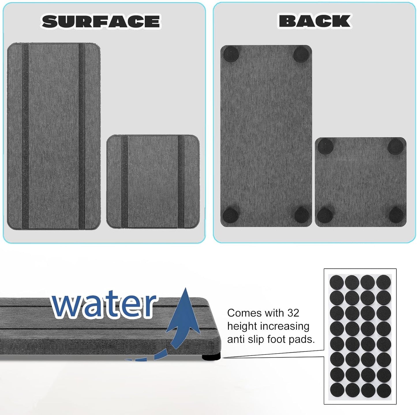 Skiennix Stone Drying Trays - Water Absorbing Diatomaceous Earth Soap Dish & Coaster Set (4PCS)
