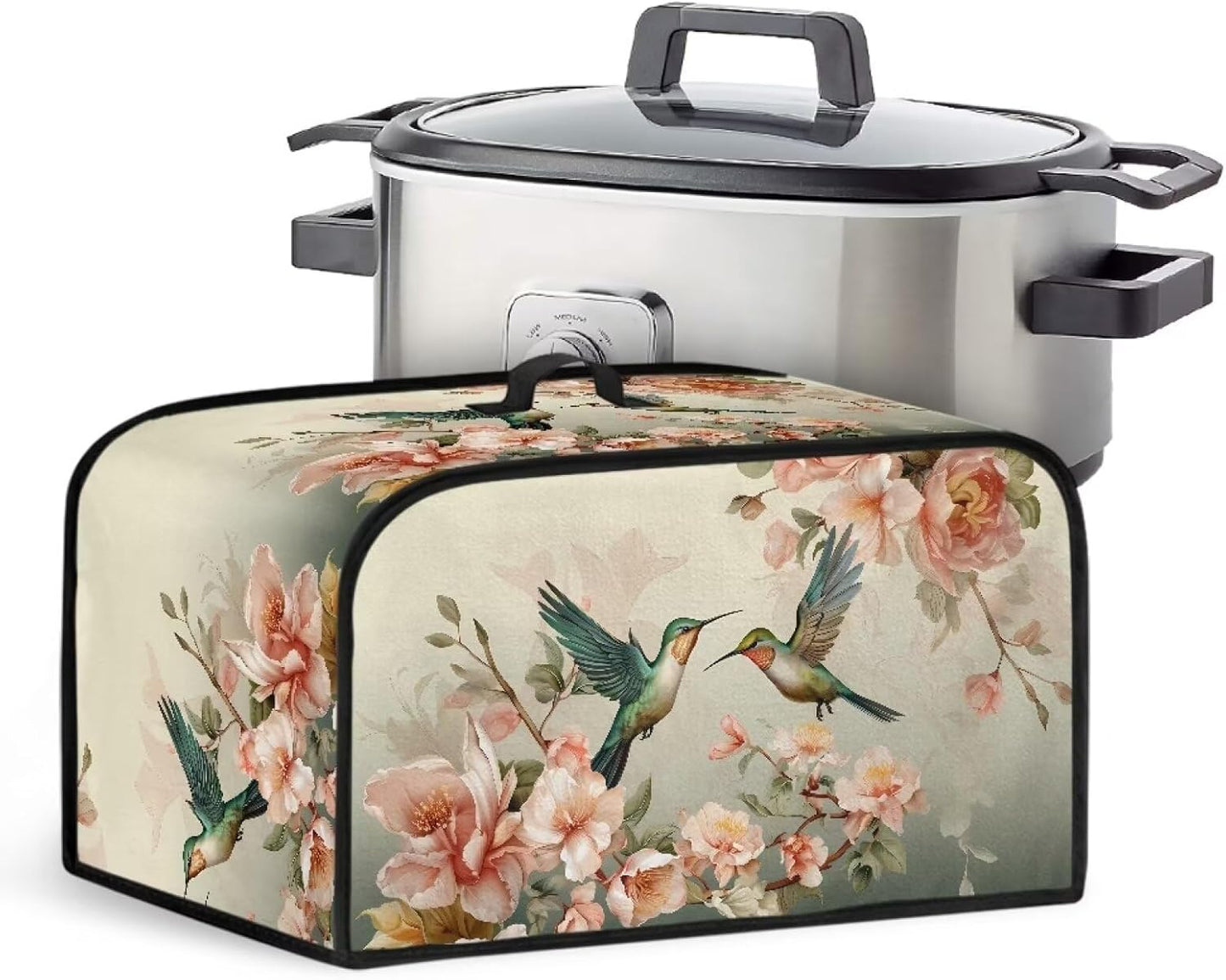 Floral Hummingbird Slow Cooker Cover, Water-Resistant and Machine Washable Rice Cooker Cover