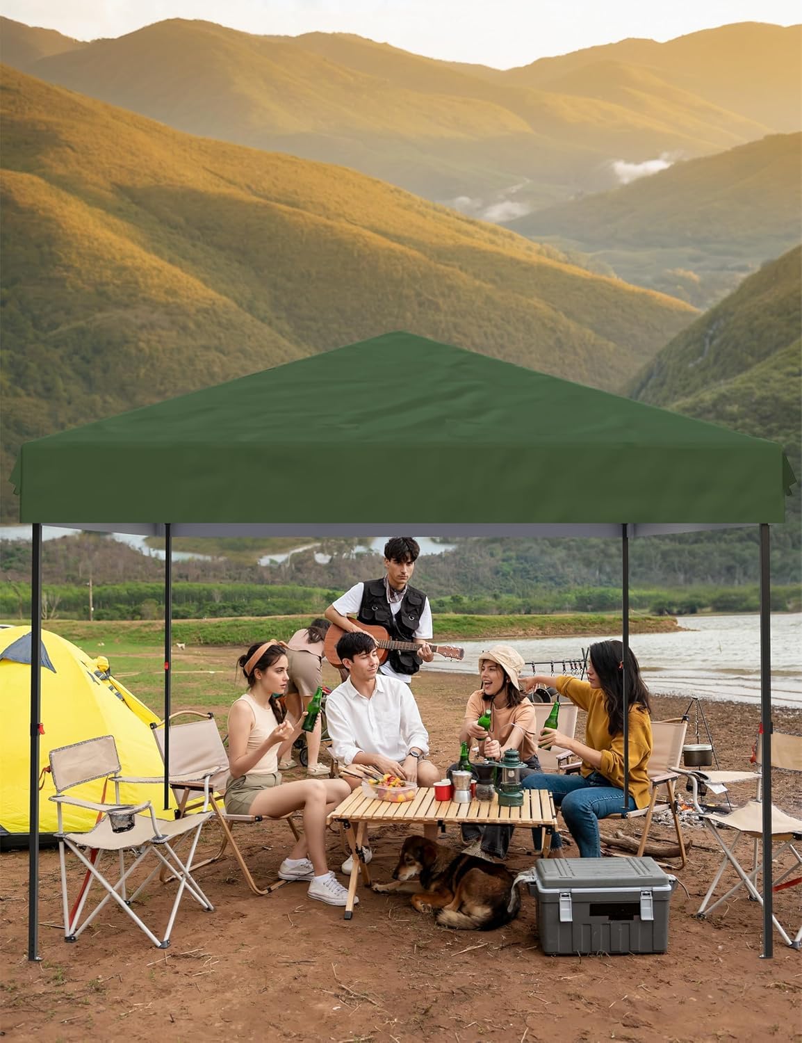 10x10 Ft Heavy-Duty Pop-Up Canopy Tent, One-Person Instant Setup, No Removable Sidewalls, Commercial-Grade Shelter for Outdoor Events, Markets, Sports, Parties
