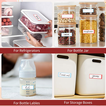 1000 PCS Blank Removable Freezer Labels with Dispenser - 1" x 3" Food Labels for Containers Jars Storage, Easy to Peel Off, No Residue (Blue+ Red)