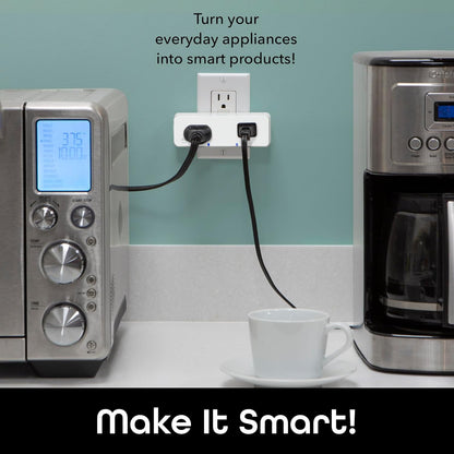 Geeni Switch Duo Double Smart Plug, White, 2 Outlets – No Hub Compatible with Alexa and Google Assistant, Requires 2.4 GHz Wi-Fi