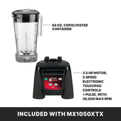 Waring Commercial MX1050XTX 3.5 HP Blender with Electronic Keypad Controls, Pulse Feature and a 64 oz. BPA Free Copolyester Container, 120V, 5-15 Phase Plug