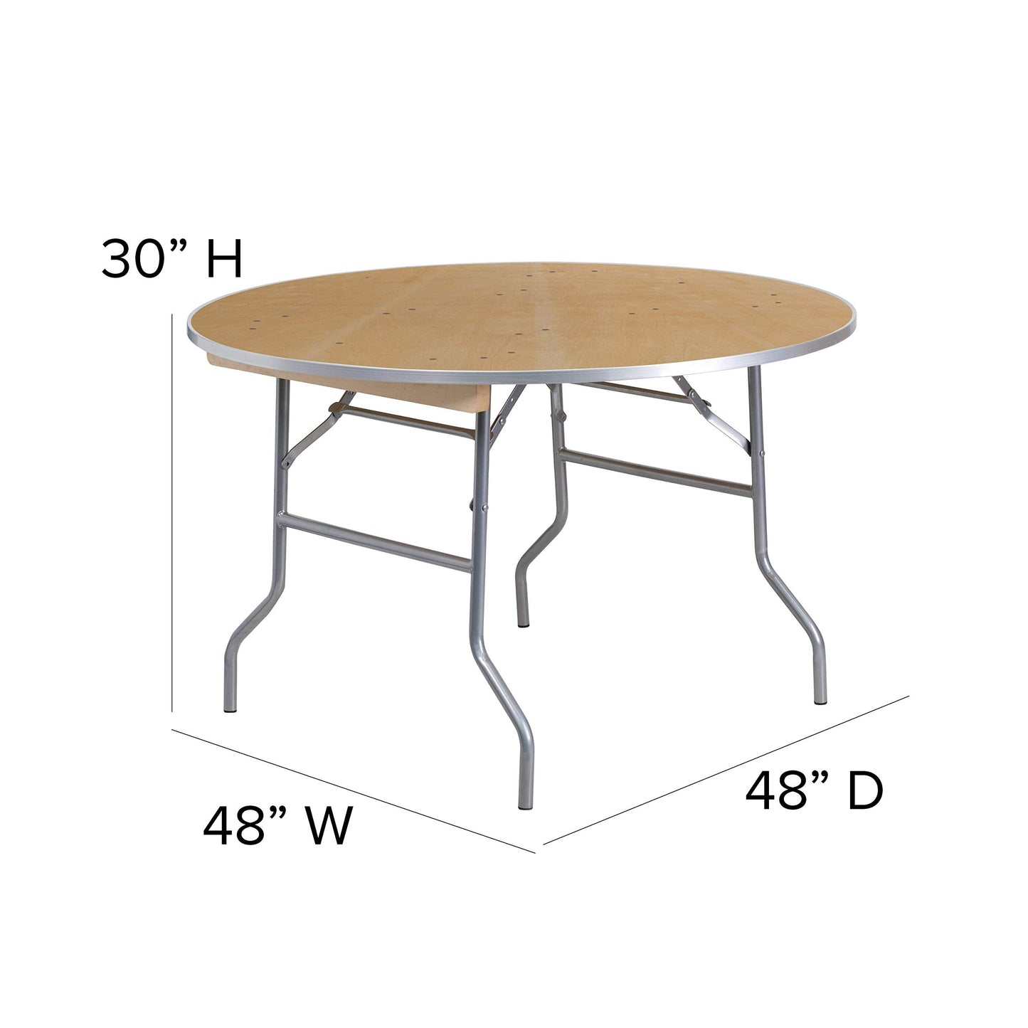 Flash Furniture Fielder 4-Foot Round HEAVY DUTY Birchwood Folding Banquet Table with METAL Edges