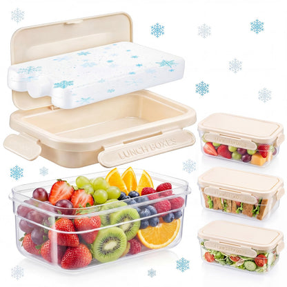 3 Sets Snackle Box with Removable Reusable Ice Pack, Separate Food Containers No Mixing Smells, Clear Cooling Charcuterie Lunch Box Organizer Bulk for Meal Prep, Travel, Beach & Picnic, Outdoor Party