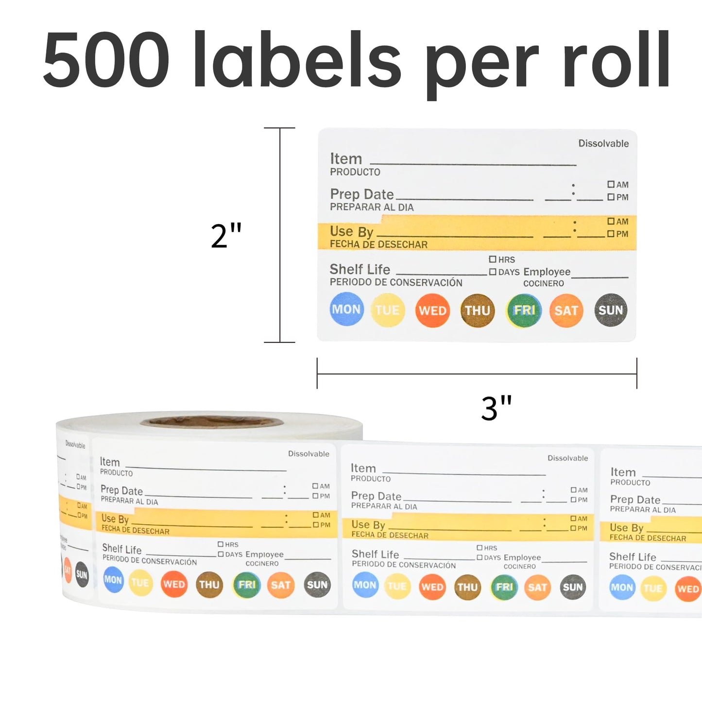 L LIKED Dissolvable Food Labels 2”x 3" No Residue Food Storage Labels for Kitchen，Washable Mason Jar Labels, Bottle Labels Easy to Write -500 Labels(Matte White…