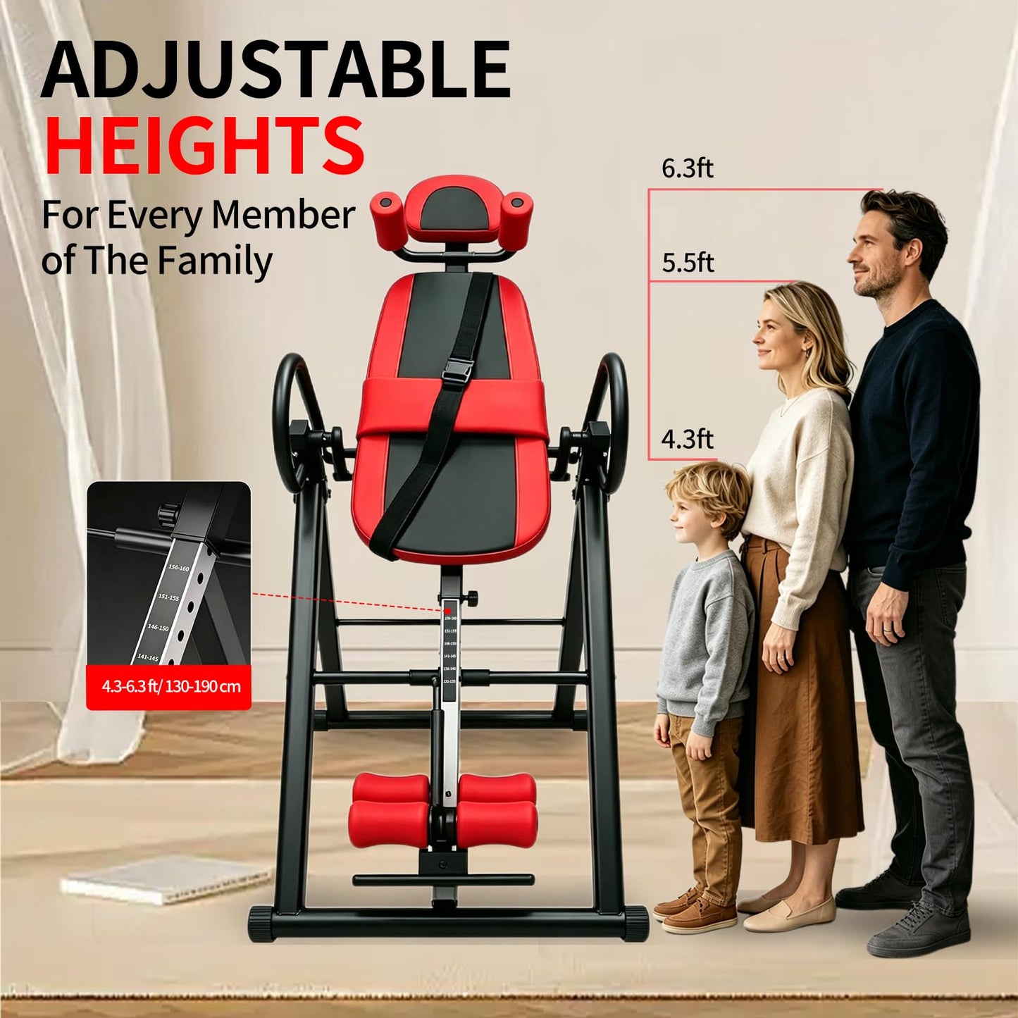 Inversion Table, Back Stretcher Machine for Back Pain Relief, Back Decompression, Hang Upside Down Back Stretcher, Lumbar Support, Easy to Assemble, Heavy Duty Up to 300LBS with Wider Backrest