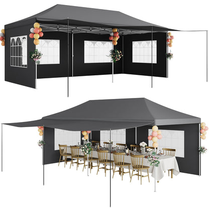10x20 Pop Up Canopy Tent – Heavy Duty Party Tent with 6 Removable Sidewalls, 6 Sand Bags & Roller Bag, Waterproof UV-Protective Tents for Parties, Adjustable Height Instant Shelter