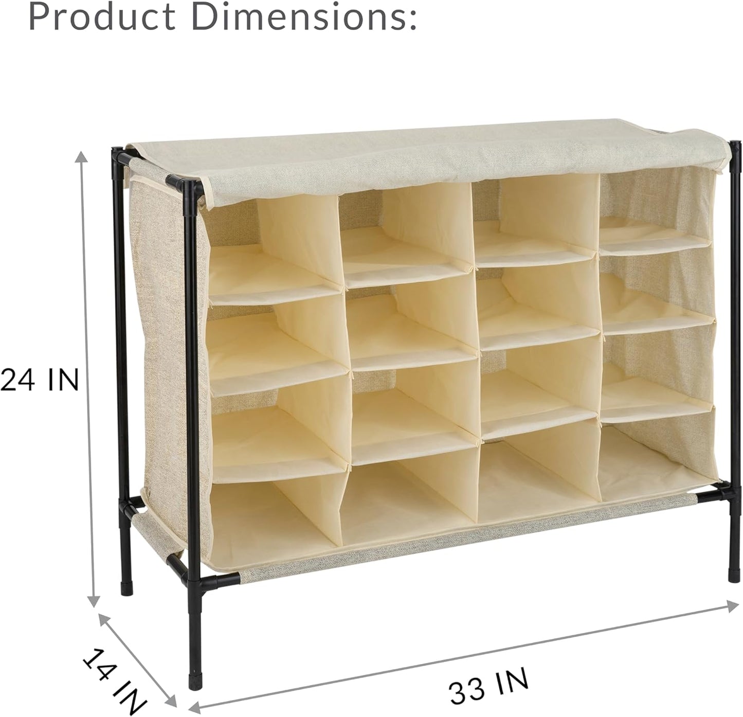 16 Closet Simplify Pair Shoe Rack with Cover | Stackable | Storage & Organization | | Bedroom | Entryway | Beige