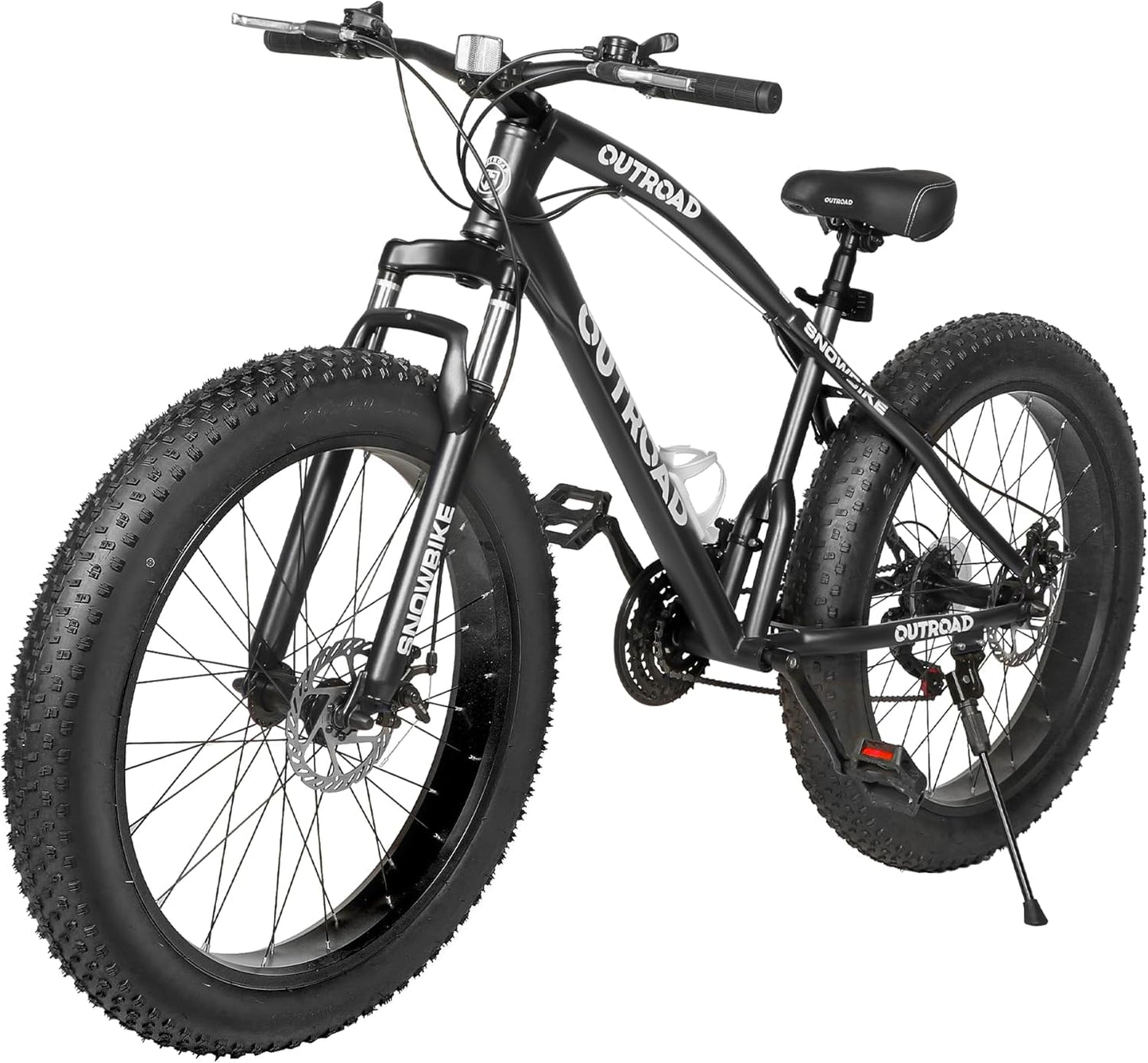 Betterland 26 Inch Bicycle Wheels, Fat Tire Mountain Bike, 21-Speed with Dual Front Suspension, High Carbon Steel Frame with Double Disc Brake and Anti-Slip Bicycle for Adults (FT-Black)