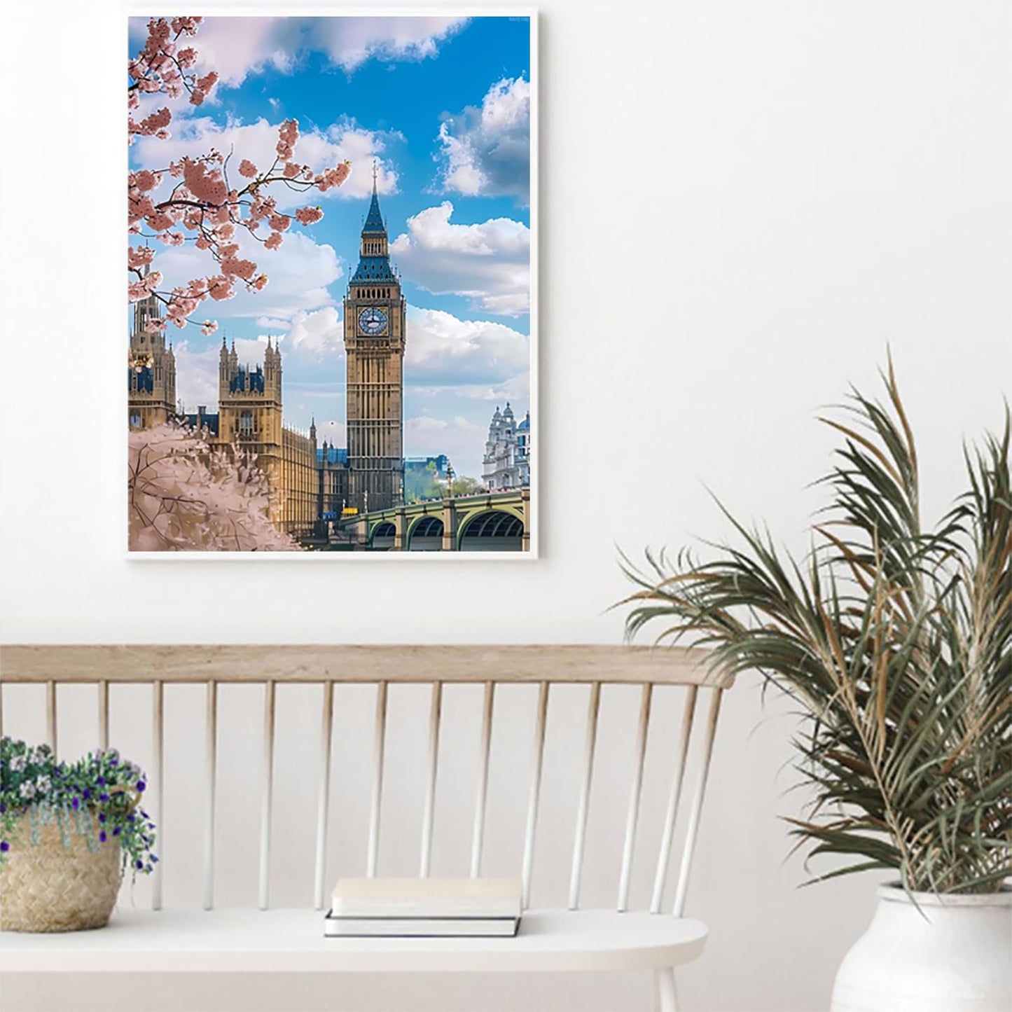 KAYEIUU Big Ben in The Spring 5D DIY Full Drill Round Art Diamond Art Perfect for Home Wall Decor Big Ben Diamond Painting Kits for Adults 12x16 inch