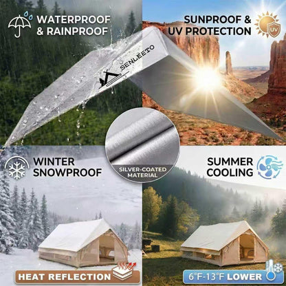 Inflatable Tent for Camping 4-6 People, Blow up Tents with rain-Proof Canopy, 4 Season Moisture-Proof pad, Glamping Inflatable Hot Tent with Stove Jack & Fire-Proof Mat Outdoor