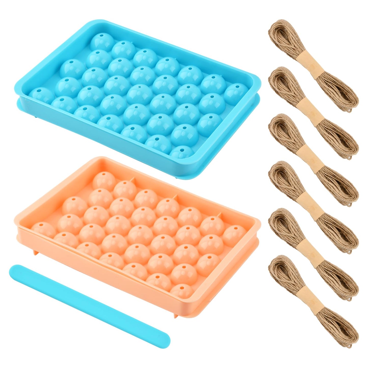Grape Soap Molds Kit - 2Pcs DIY Handmade Soap Making Kit with Stirring Stick, Jute Rope, Reusable Soaps Molds for Homemade Soap, Candle, Resin Crafts (Without Soaps)