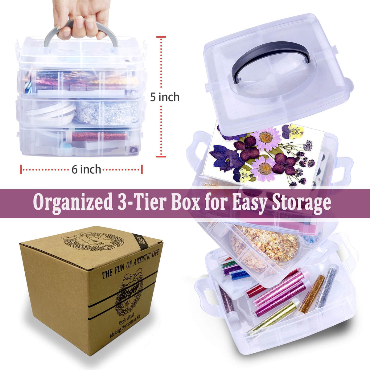 JILLSKY Resin Kit - Complete Resin Kits and Molds Set, 125pcs Resin Jewelry Making Kit for Beginners with Sphere, Pyramid, Crystal Molds & Epoxy Supplies for DIY Crafts