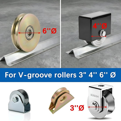 24 FT Extra Wide 3.5" Wide Heavy Duty V-Track for Sliding Gate, Compatible with 4" & 6" V-Groove Wheels, Galvanized Steel Ground Track Modular Design for Driveway, Warehouse & Industrial Gates