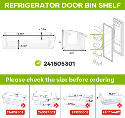 UPGRADED 241505301 Refrigerator Door Shelf Bin Compatible with Frigidaire Replacement Parts 241505300 AP3769131