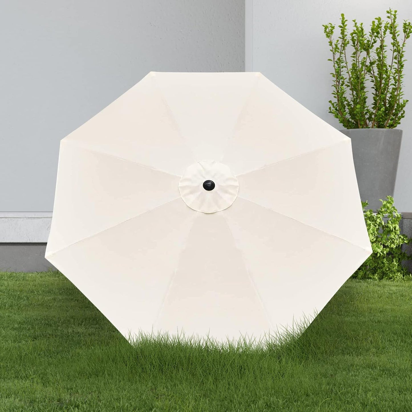 YSSOA 9' Patio Umbrella, Outdoor Table Market Yard Umbrella with 8 Sturdy Ribs, Beige