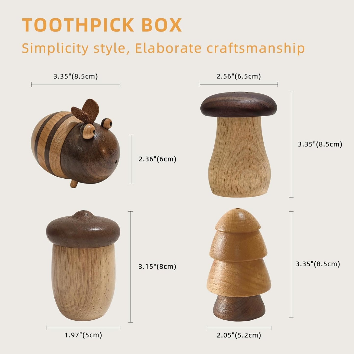 Cute Mushroom Toothpicks Holder with 390 Pcs Toothpicks, Cactus Toothpick Dispenser for Home Kitchen Decor