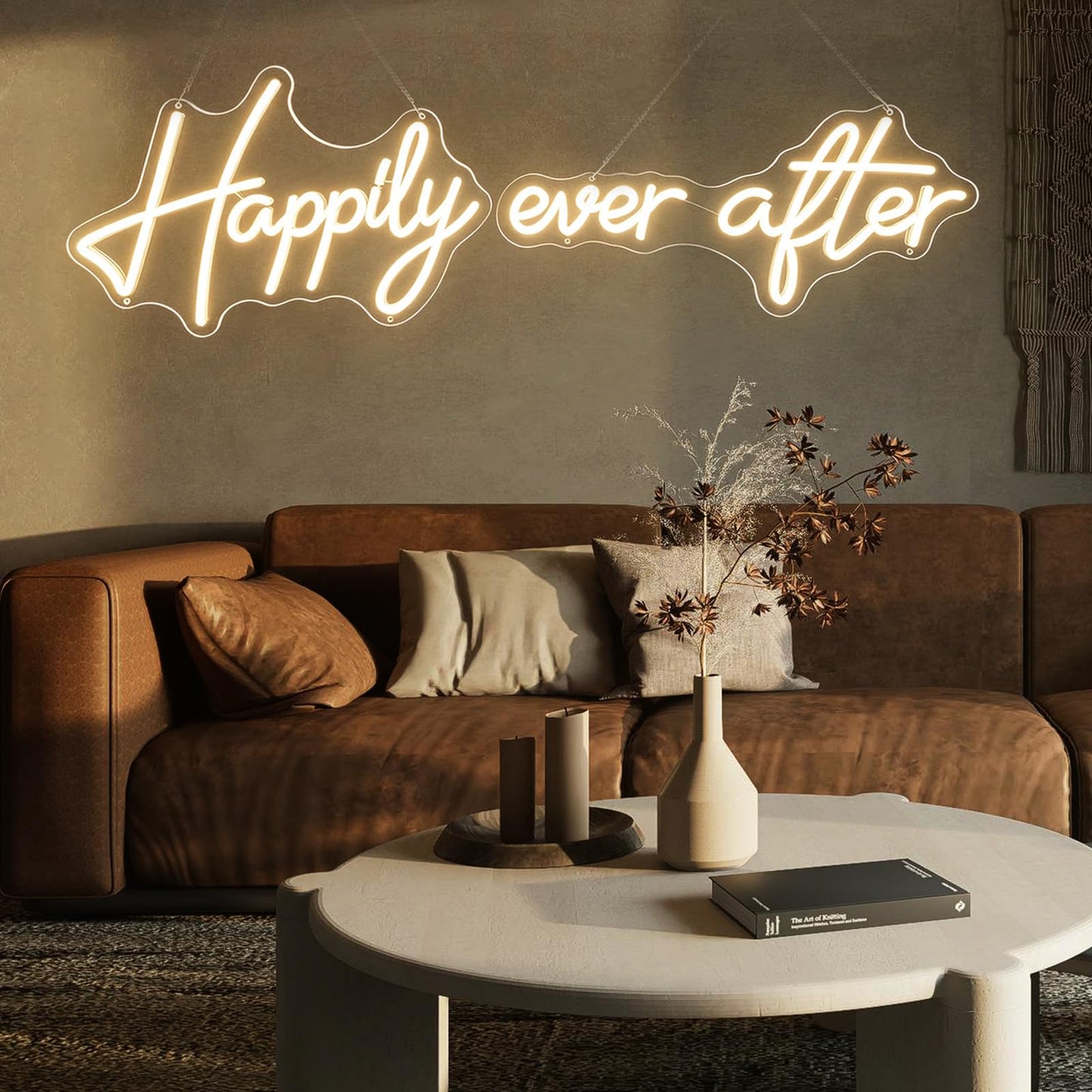 Happily Ever After Neon Sign - Warm White LED Neon Light for Wedding Backdrop - Large 40 x11.8 In Split Light Up Sign for Wall Decor, Dimmable Aesthetic LED Sign for Engagement Party & Reception Decorations
