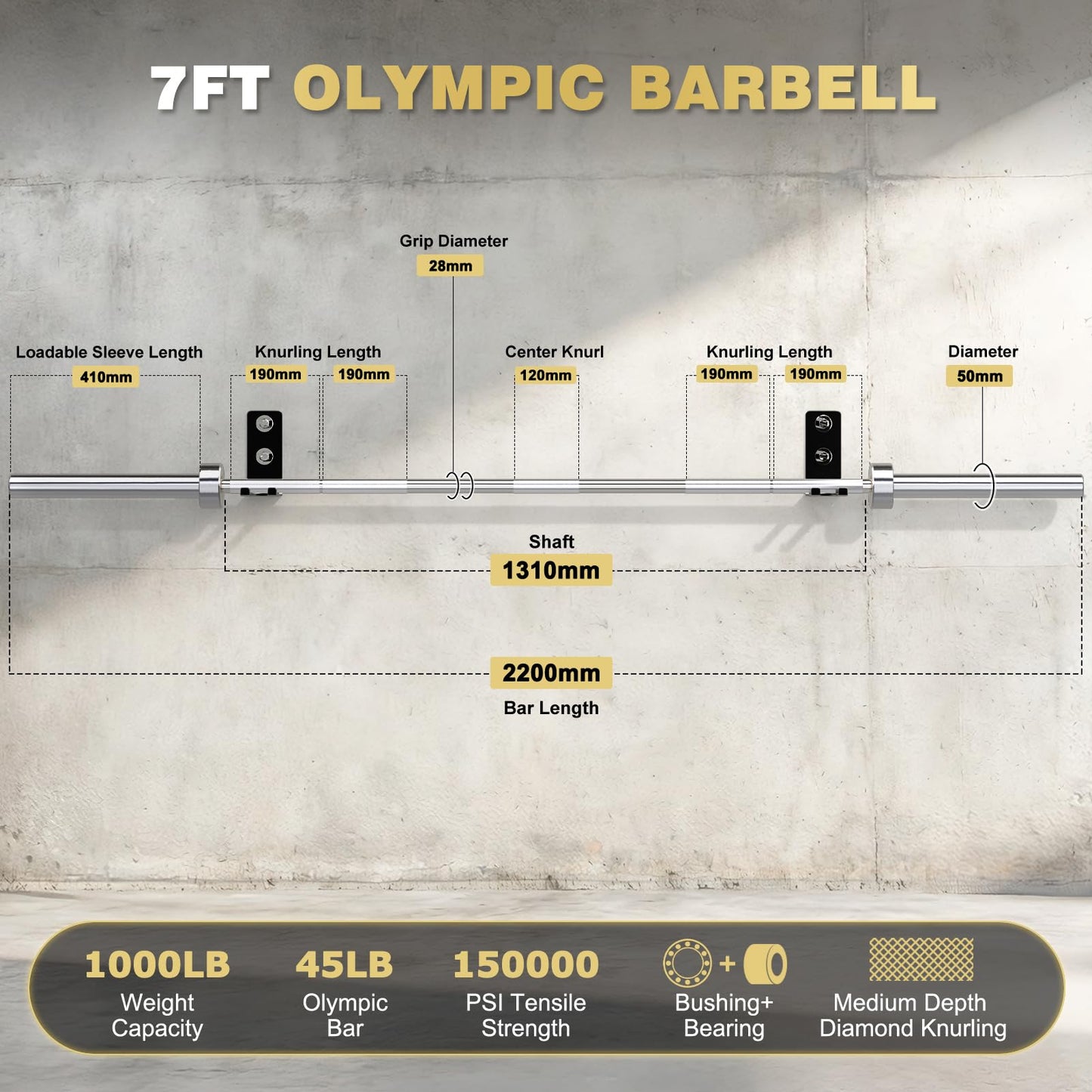 Rendpas 2-Inch Olympic Bumper Plates, 100% Virgin Rubber Low Bounce Barbell Weight for Home Gym Strength Training, 10lb-45lb Black with Color-Coded
