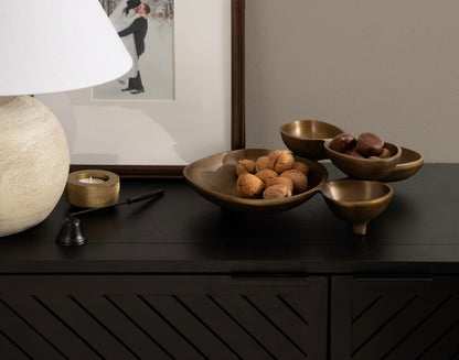 Kate and Laurel Cluso Modern Metal Tabletop Footed Cluster Tray, 14 x 10, Antique Brass, Sculptural Cast Aluminum Food-Safe Tray for Kitchen or Entryway Decor