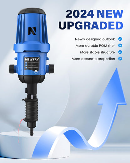 NEWTRY Fertilizer Injector for Drip Irrigation, 0.4%-4% Adjustable Dosing Pump, 3/4'' NPT Water Powered Liquid Doser for Garden, Greenhouse, Irrigation & Hydroponic System, Farm, Grow Tent