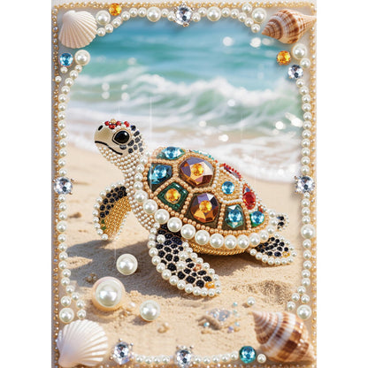Kulvci Sea Turtle DIY 5D Pearl Painting Kit, Diamond Painting Kit for Adults Beginner, Bead Art Kits All-Pearl Dot Painting for Wall Decor, Creative Stress Relief Gift Home Decor,12 × 16 inch
