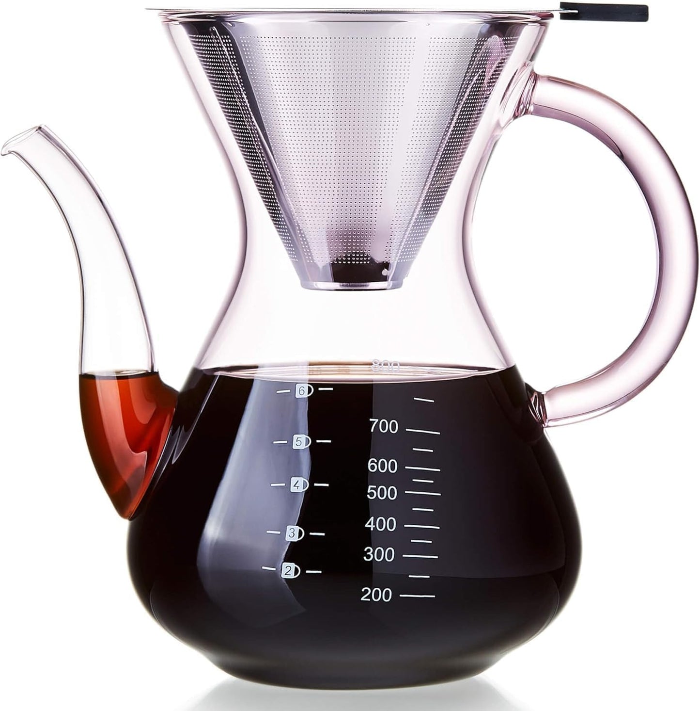 27 oz, Unbreakable - Pour Over Coffee Maker with Double Stainless Filter fl Thickened Heat-Resistant Borosilicate Glass