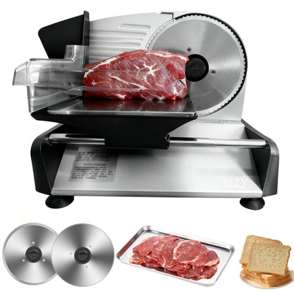 Meat Slicers, Electric Meat Slicer Machine for Home with 2 Removable 7.5'' Blades ETL Certified, Adjustable Thickness Deli Slicer-Food Cutter Machine for Bread Cheese