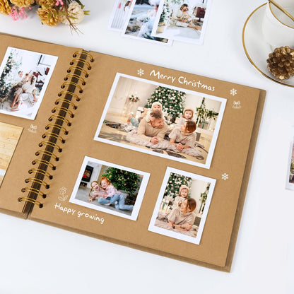 RECUTMS 8 x 8 Inch Small DIY Scrapbook Photo Album, 60 Pages Hardcover Craft Paper Photo Album for Memory Book, Anniversary, Valentines Day Gifts (Brown)