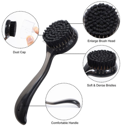 2 Pcs Large Facial Cleansing Brush, Face Brush Cleanser, Upgraded Soft Exfoliating Face Wash Brush Face Scrubber for Skincare, Black Charcoal Bristles Glitter Handle