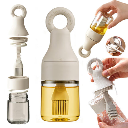QQC 2 in 1 Oil Dispenser Bottle with Silicone Brush - 150ml/5.07oz Borosilicate Glass Basting Brush for BBQ, Grilling, Easy Kitchen & Outdoor Cooking