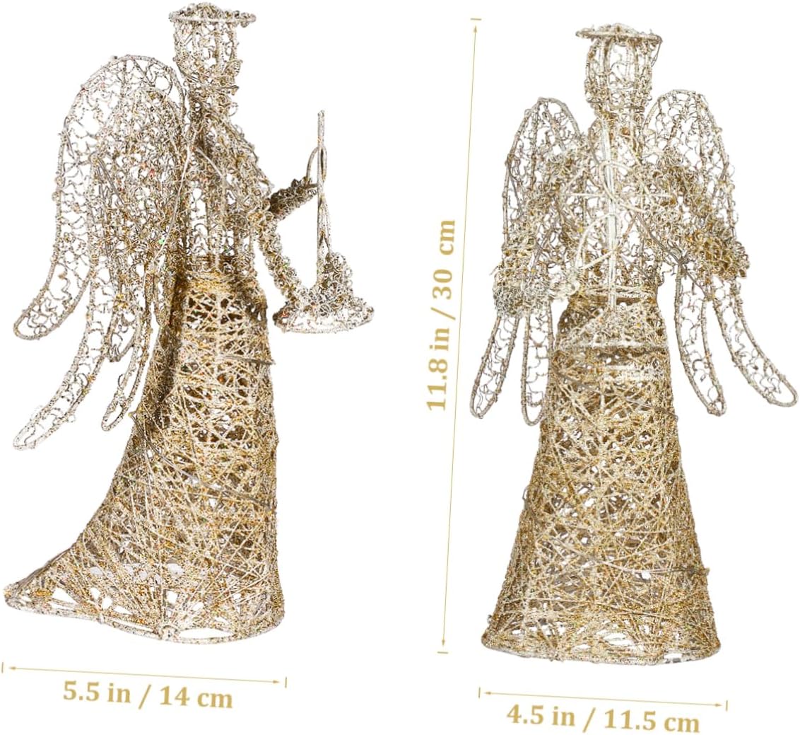 ABOOFAN Gold Glitter Christmas Tree Topper - Coated Metal Angel Xmas Treetop Decoration for Holiday Decor