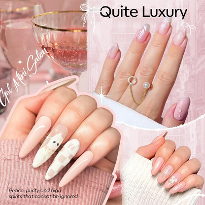 Modelones Gel Nail Polish Kit with UV Light, Milky White Nude Glitter Pink Red Gold Fall Metallic Manicure Set with Base Top Coat Star Stickers 4 Colors Gel Mini Salon Nail Art Gift for Women Girl