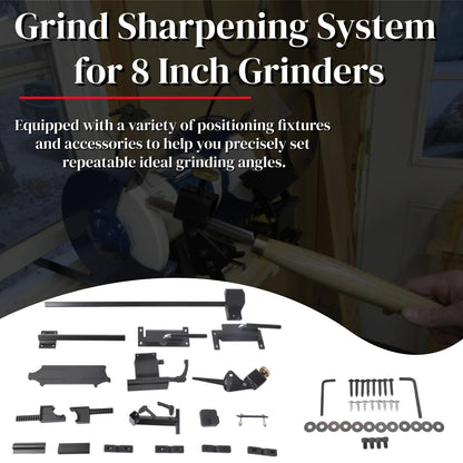 Pro Grind Sharpening System for 8" Grinders - Complete Kit with Quad Jig & Setup Blocks for Sharpening Lathe Tools, Chisels, Skews, Bowl & Spindle Gouges Mixizap