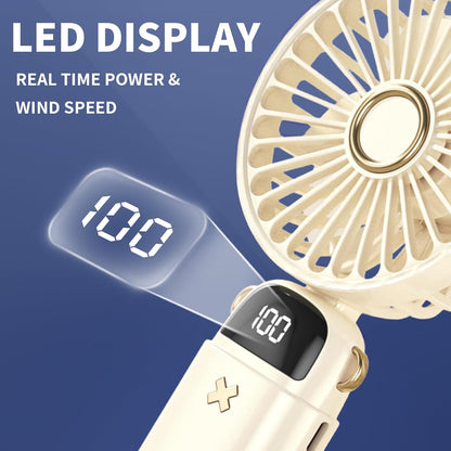 Portable Mini Handheld Fan - 4000mAh Rechargeable Battery Operated Desk Fan with Base, 5 Speeds for Travel