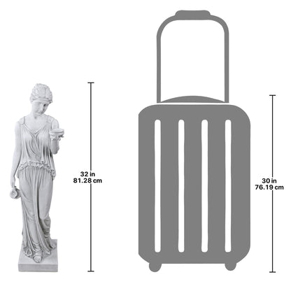 Design Toscano KY71304 Hebe Greek Woman Patron of Youth Indoor/Outdoor Garden Statue, Large Size, 10 inches Wide, 32 inches Tall, Handcast Polyresin, Antique Stone Finish