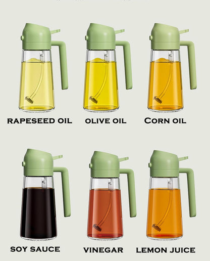 470ml Olive Oil Sprayer for Cooking, 16oz Oil Dispenser Bottle for Air Fryer, Salad, 2 in 1 Olive Oil Dispenser