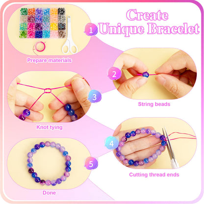 XSEINO 192 Colors 4800pcs 8mm Dream Candy Colorful Series Glass Beads Bracelet Making Kit,8 Box Different Unique Styles Crystal Bead for Making and DIY Crafts