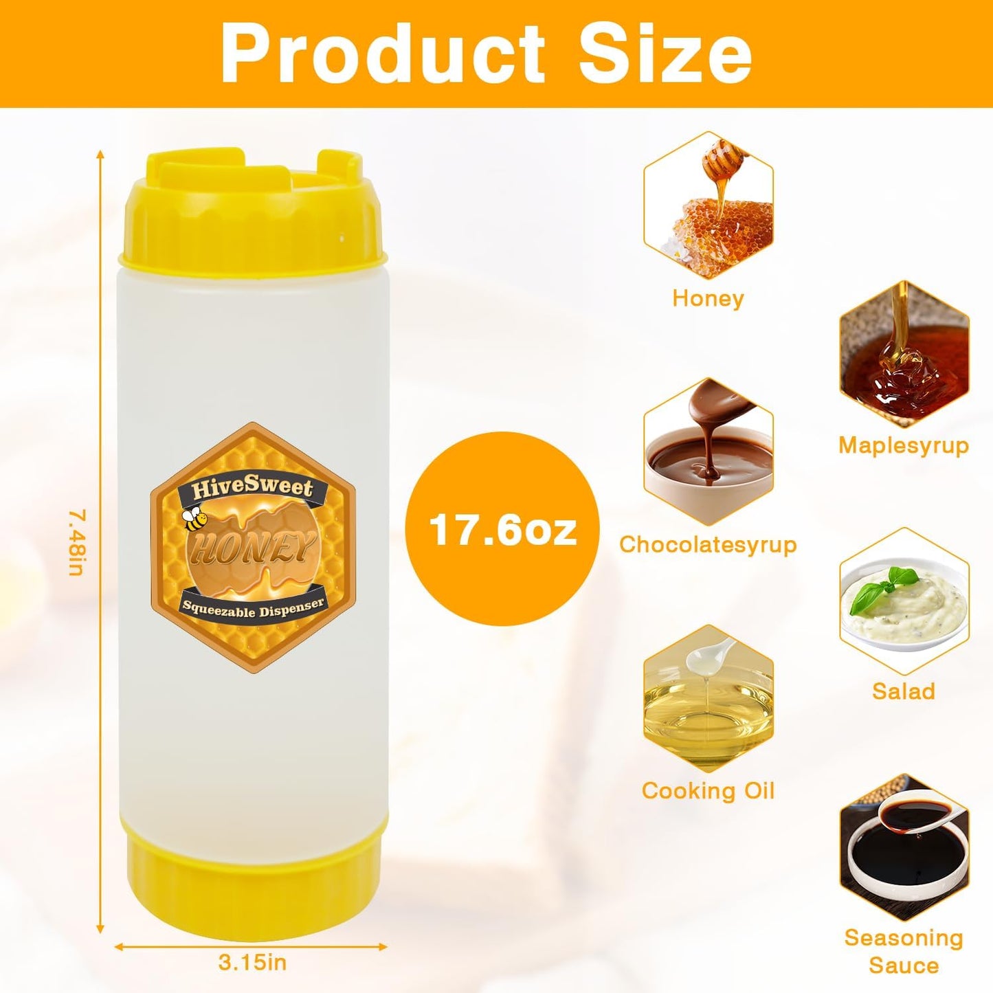 18 Oz 2 Pack Honey Jar Honey Dispenser No Drip For Double Ended Squeeze Syrup Dispenser For Home Kitchen