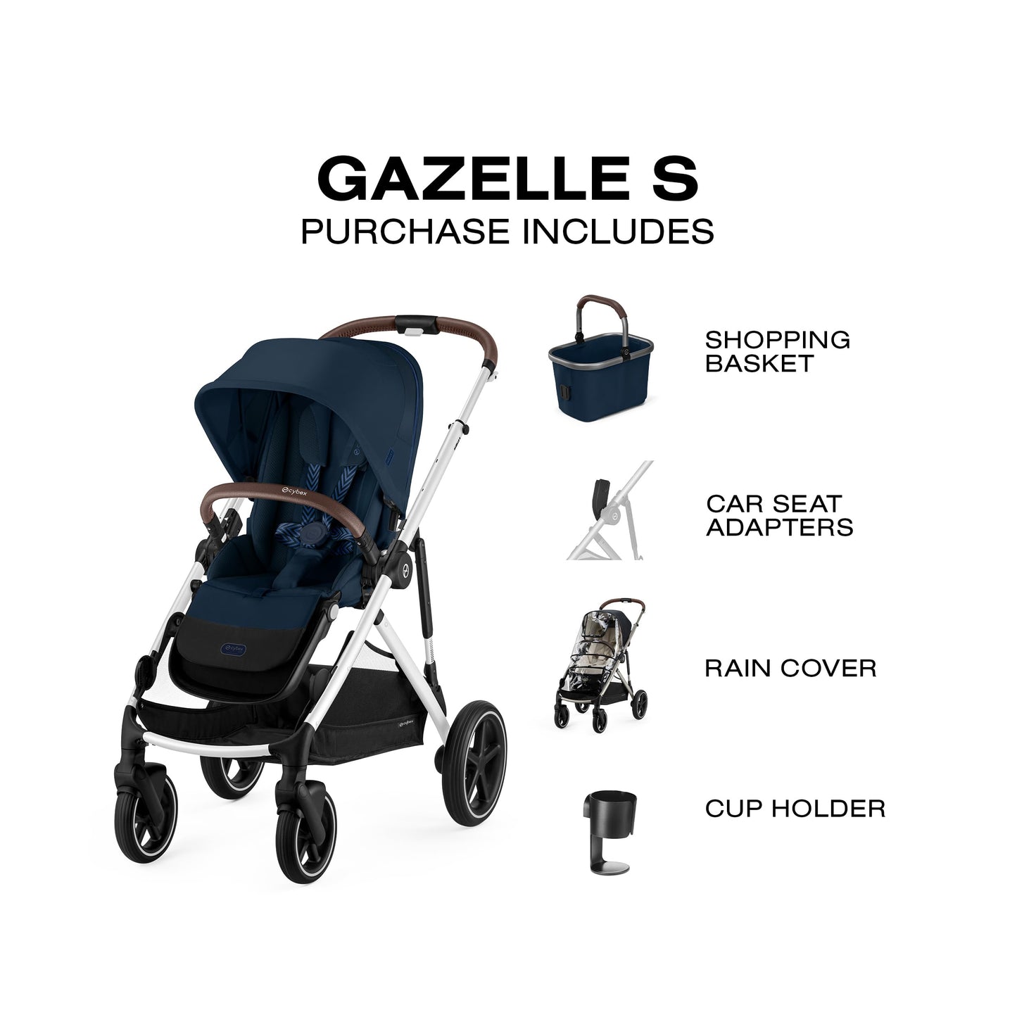 Cybex Gazelle S Stroller Modular Double Stroller for Infant and Toddler Includes Detachable Shopping Basket Over 20+ Configurations Folds Flat for Easy Storage Ocean Blue 28.4 pounds 1.0 Count