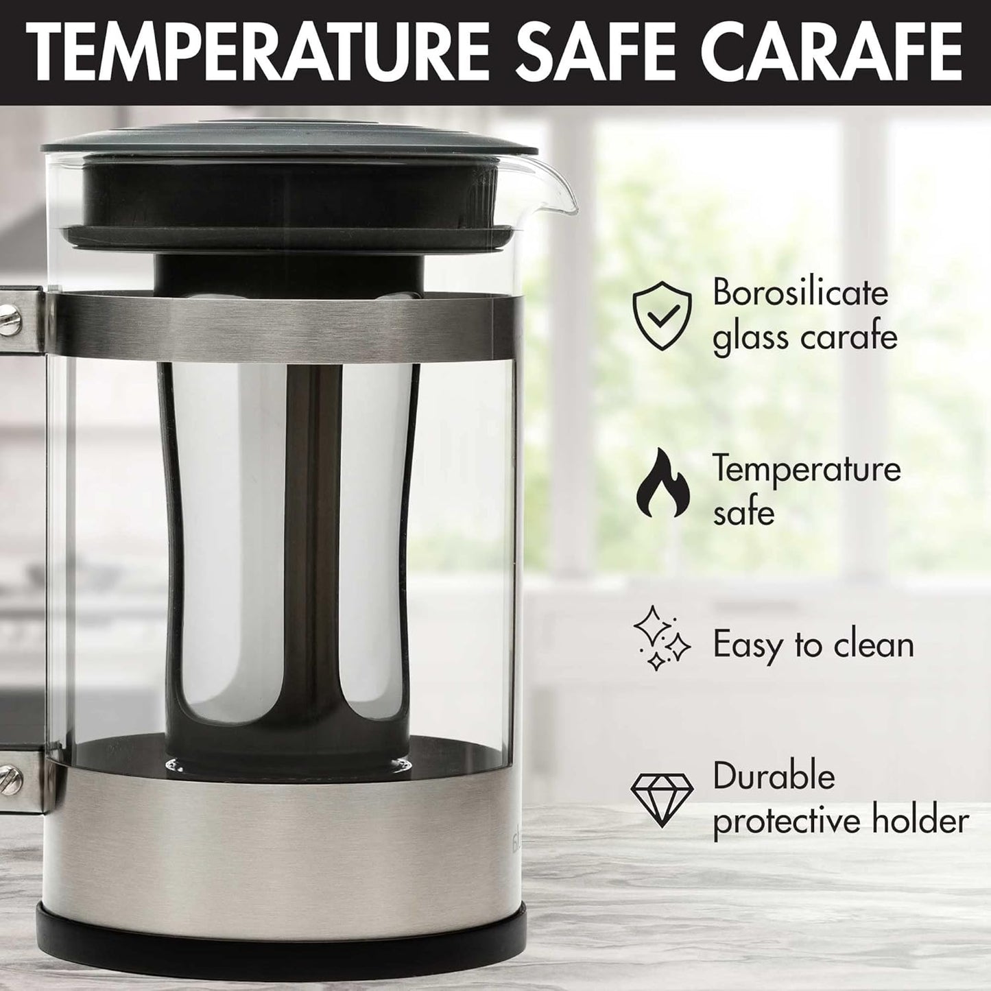 Primula 2-in-1 Coffee Maker, French Press & Cold Brew, 6 Cup Size, Durable Glass Carafe, Comfort Grip Handle