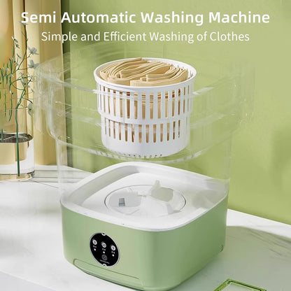 Portable Washer Machine, 10 Liters, Compact Folding Mini Laundry Machine with Spin, 3 Modes, Green for Dorm RV