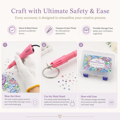 Worthofbest Hot Fix Rhinestone Applicator Tool Kit, 8600Pcs 3/4/5mm Glass Hotfix Rhinestones, Rhinestone Setter with Tips Stand Trays Glove Templates Tweezers Gem Picker for Clothes Fabric DIY Crafts